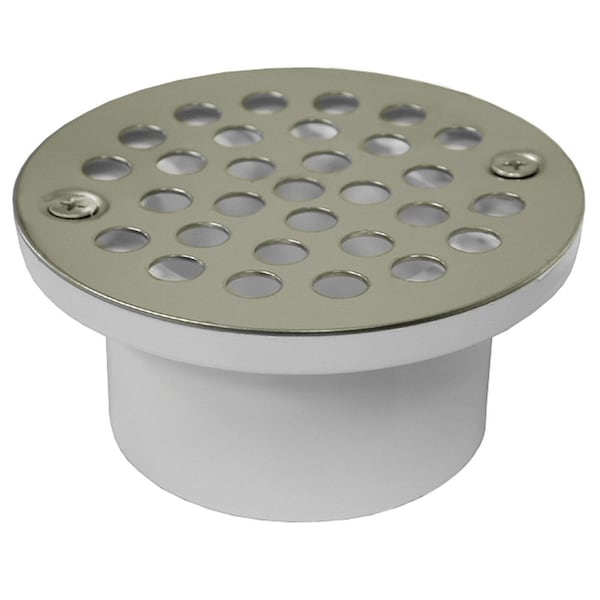 2in. x 3in. General Purpose PVC Drain with 4-1/4in. Nickel Bronze Round Strainer